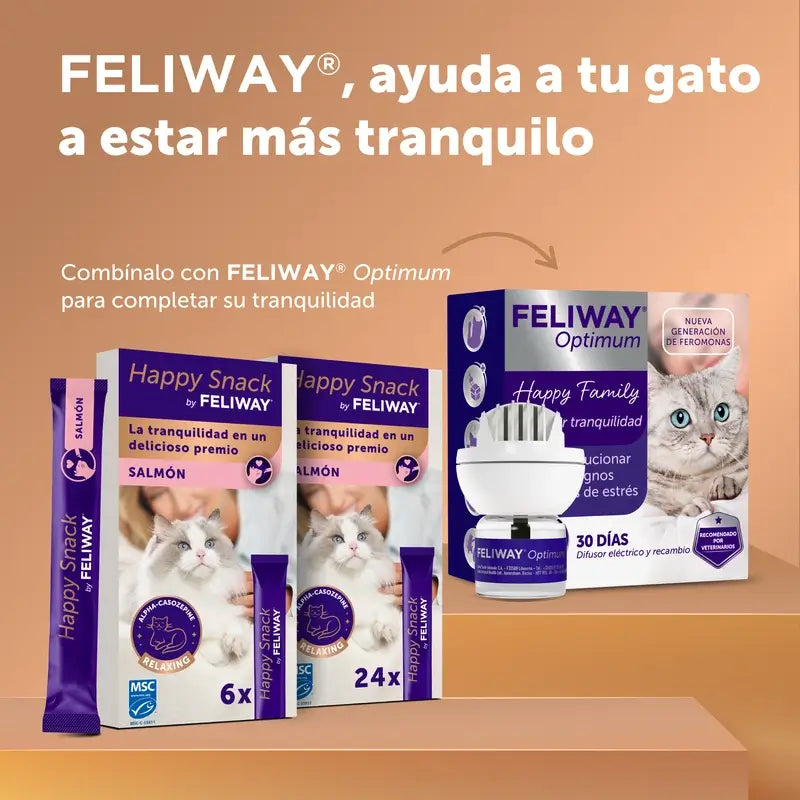 Feliway Happy Snack Sabor Salmón, 6 sobres