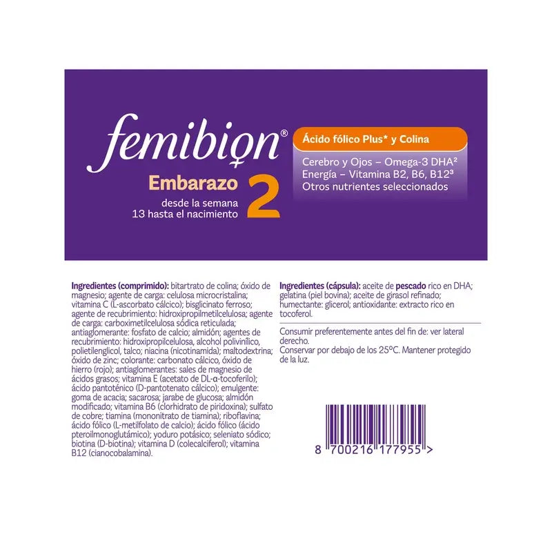 Femibion 2 Embarazo con Ácido fólico y Vitaminas, 3X28 comprimidos