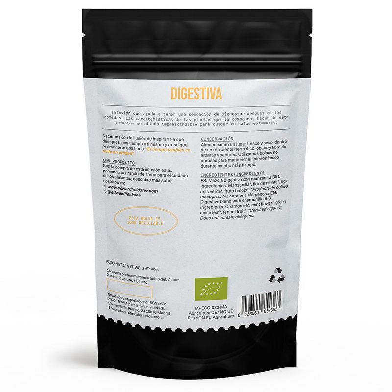 Edward Fields Tea Infusión Digestiva  Con Manzanilla Ecológica A Granel 25 Tazas Sin Teina , 40 gr