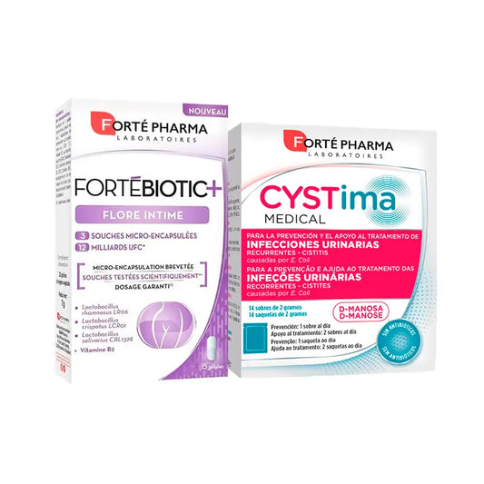 Forté Pharma Pack Íntimo Cystima Medical 14 sobres +  Fortébiotic+ Flora Íntima 15 capsulas