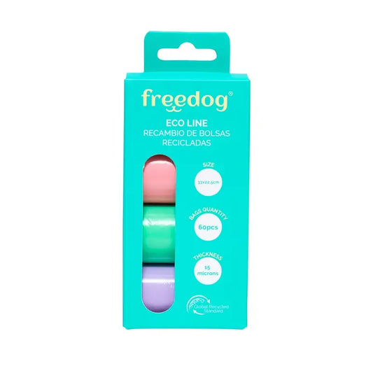 Freedog Eco Recambio Bolsas 15 Bolsas/Rollo Color Pastel