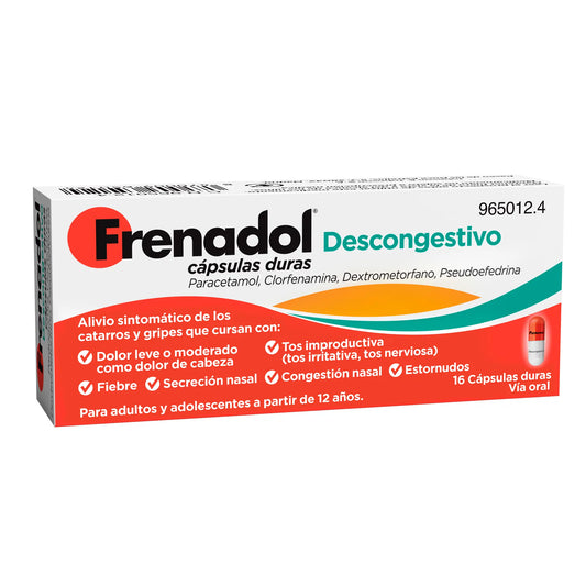 FRENADOL® Descongestivo Antigripal, Vía Oral, 16 cápsulas