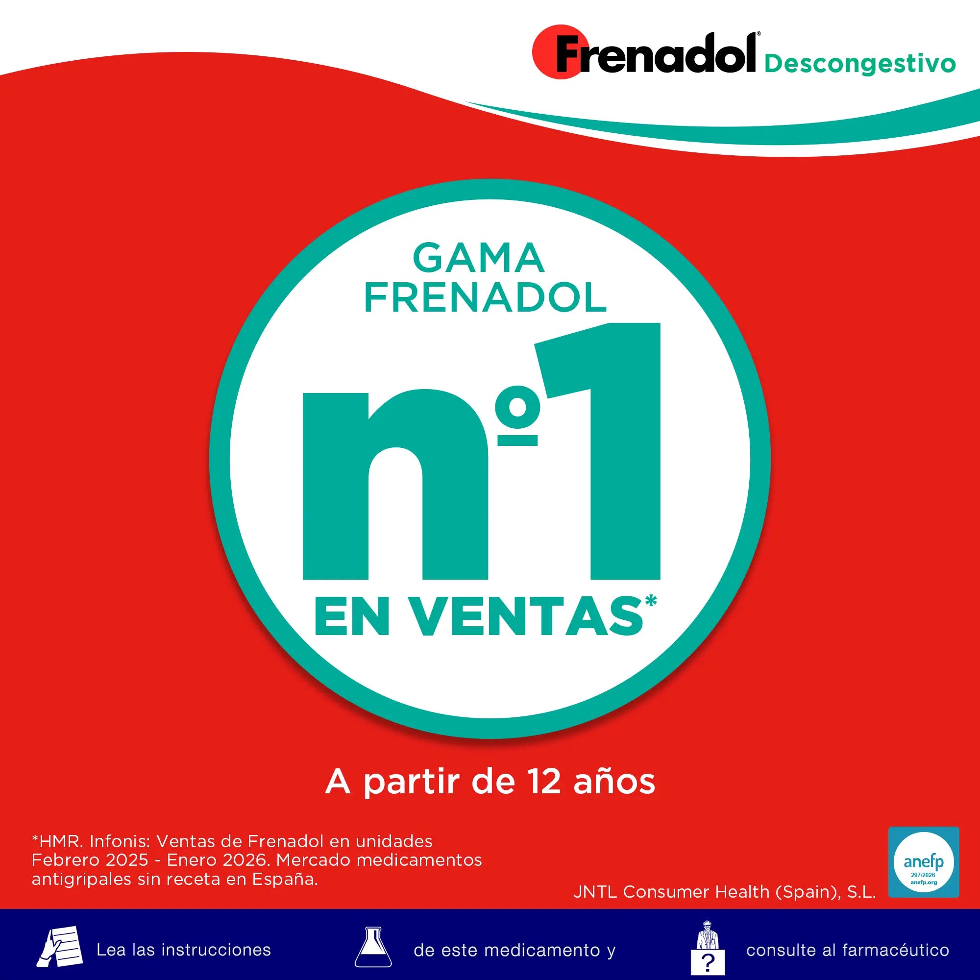 FRENADOL® Descongestivo Antigripal, Vía Oral, 16 cápsulas