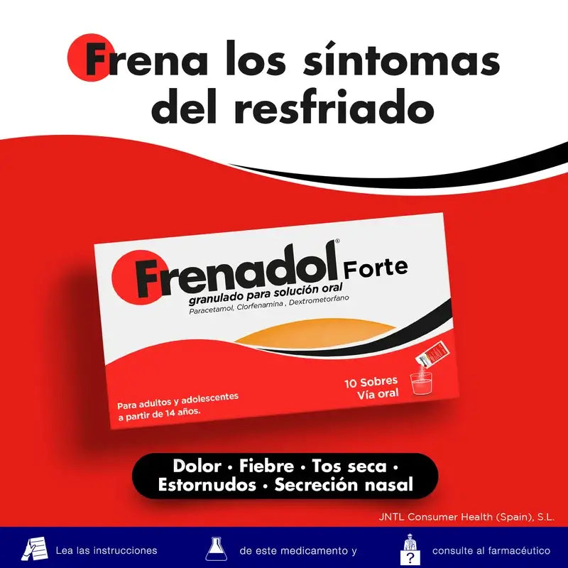 FRENADOL® Forte Antigripal, Vía Oral, 10 sobres