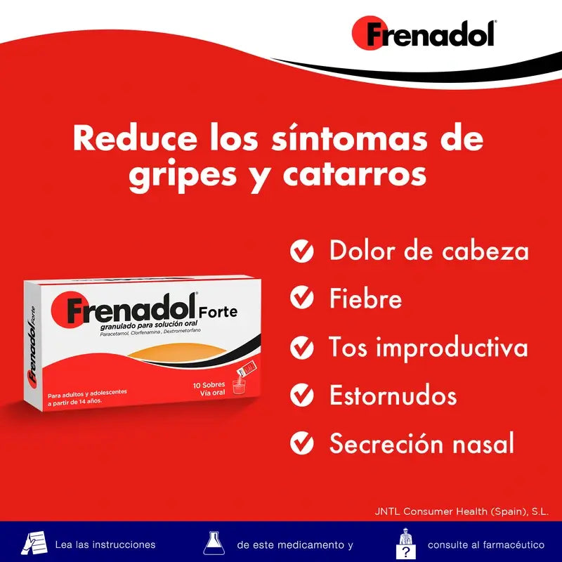FRENADOL® Forte Antigripal, Vía Oral, 10 sobres