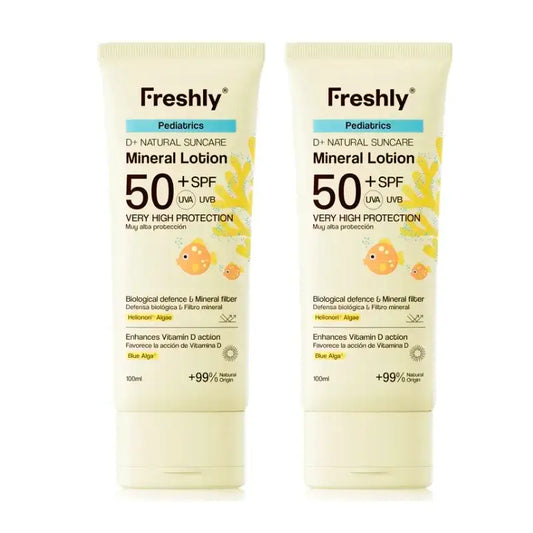 Freshly Pediatrics D+ Natural Suncare Mineral Lotion Spf50, Pack 2 x 100 ml