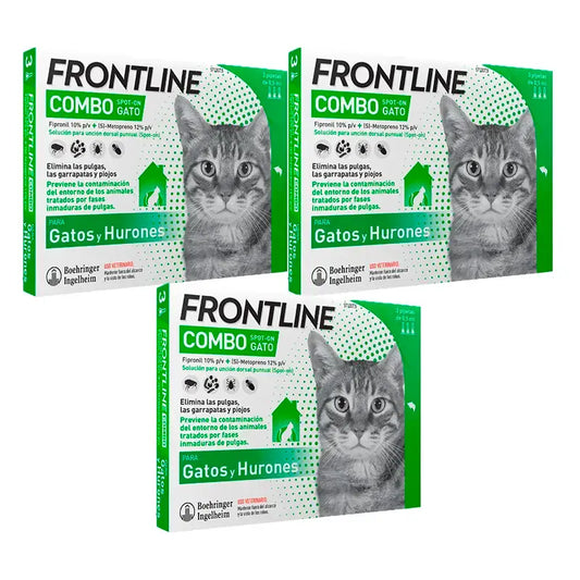 Frontline Combo Gatos y Hurones Spot On, Pack 3 x 6 Pipetas x 0,5 ml