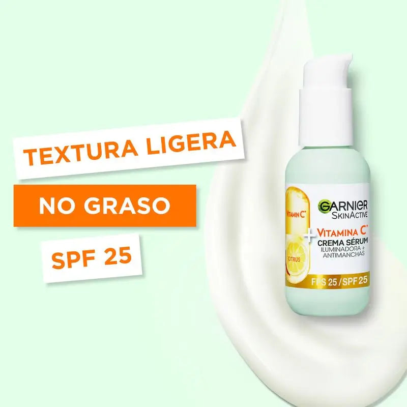 Garnier Crema Sérum Con Spf 25. Alta Concentración De Sérum Con Vitamina C Y Protección Solar, 50Ml