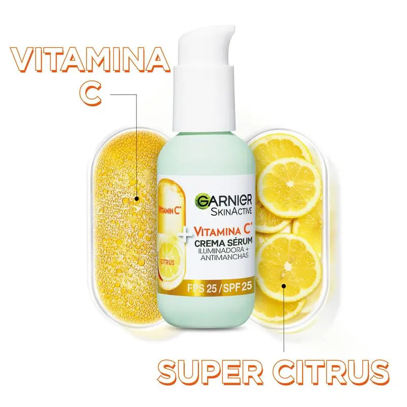 Garnier Crema Sérum Con Spf 25. Alta Concentración De Sérum Con Vitamina C Y Protección Solar, 50Ml