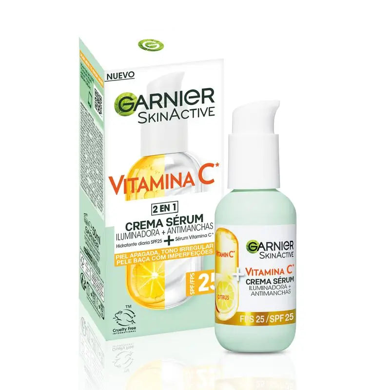 Garnier Crema Sérum Con Spf 25. Alta Concentración De Sérum Con Vitamina C Y Protección Solar, 50Ml
