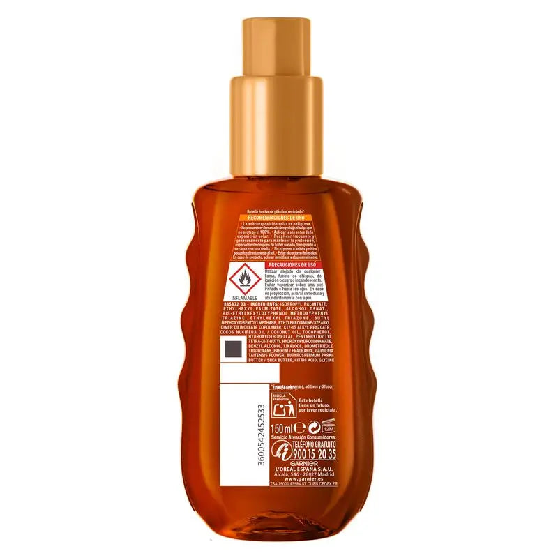 Garnier Delial Aceite Protector Bronceador Spf 20. Bronceado Óptimo, Acabado Satinado, Resistente Al Agua, No Pegajoso 150Ml