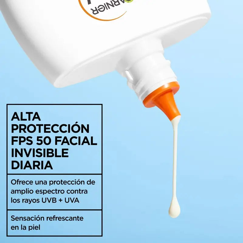 Garnier Delial Agua Fluido Facial Refrescante Spf 50 Invisible, 40 ml