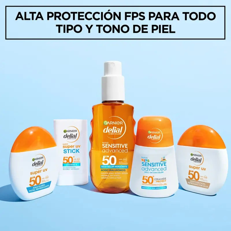 Garnier Delial Agua Fluido Facial Refrescante Spf 50 Invisible, 40 ml