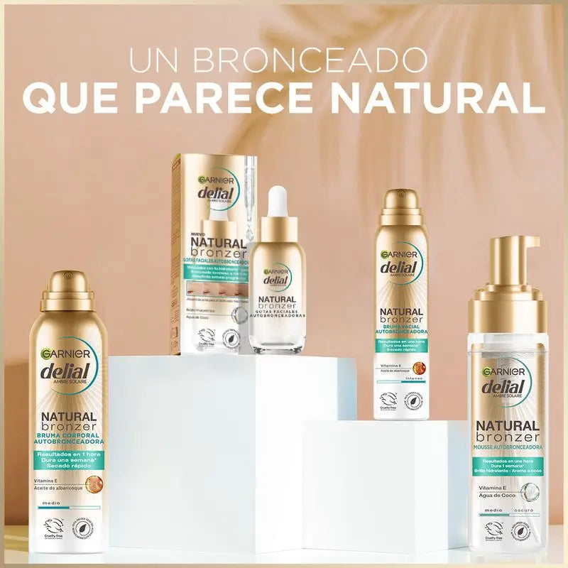Garnier Delial Natural Bronzer Bruma Facial Autobronceadora Con Aceite De Albaricoque Para Un Bronceado Natural Y Uniforme, 75Ml