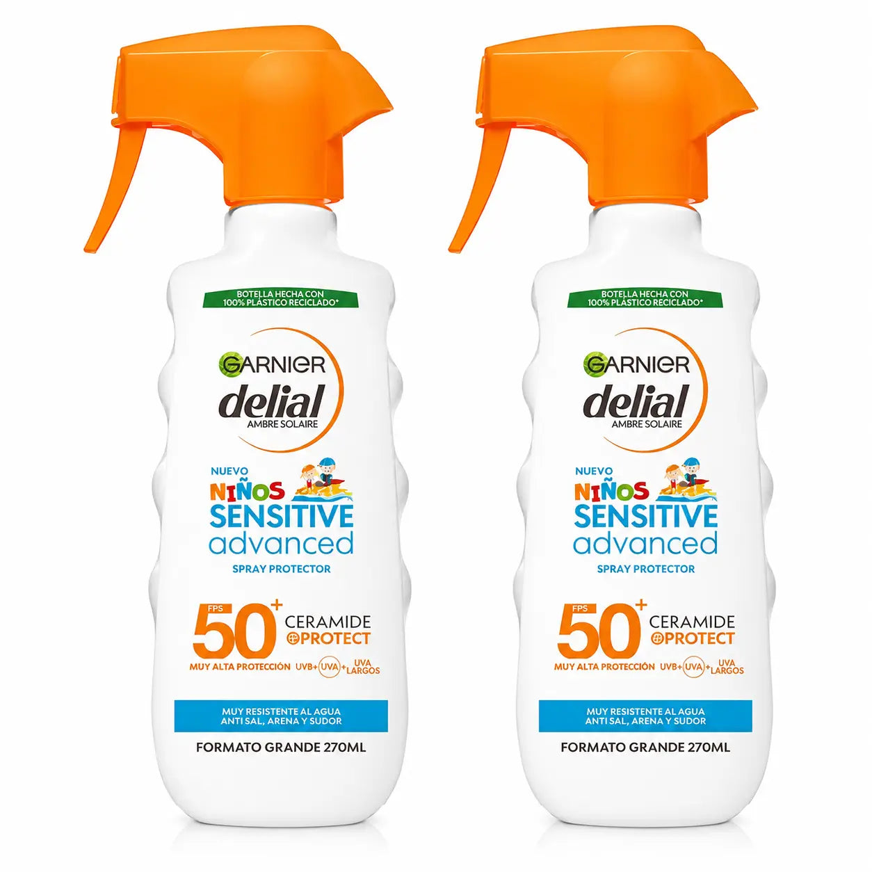 Garnier Delial Protector Solar Niños Spf50 Para Pieles Claras Y Sensibles. Pediátrico, 270Ml , pack 2