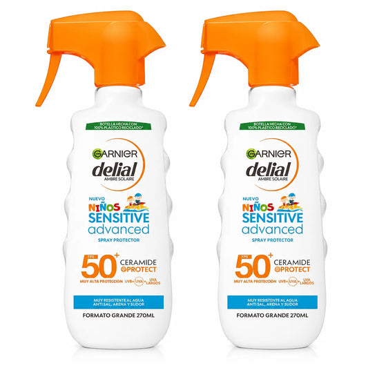 Garnier Delial Protector Solar Niños Spf50 Para Pieles Claras Y Sensibles. Pediátrico, 270Ml , pack 2