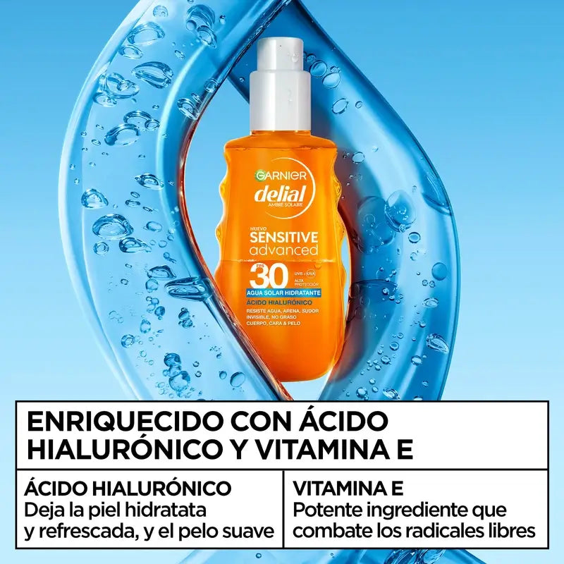 Garnier Delial Sensitive Advanced Agua Solar Hidratante Spf 30, 150Ml