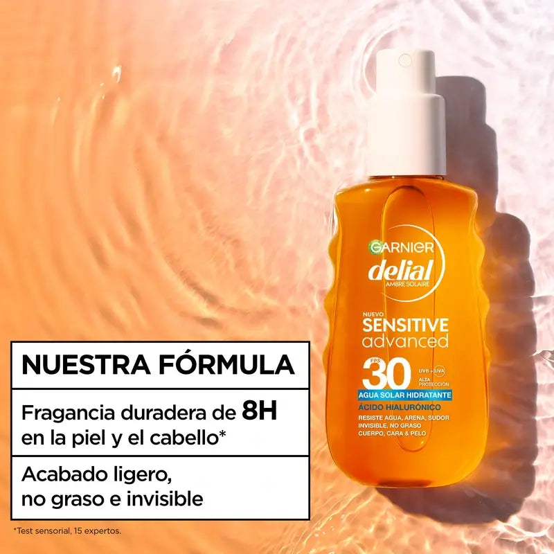 Garnier Delial Sensitive Advanced Agua Solar Hidratante Spf 30, 150Ml