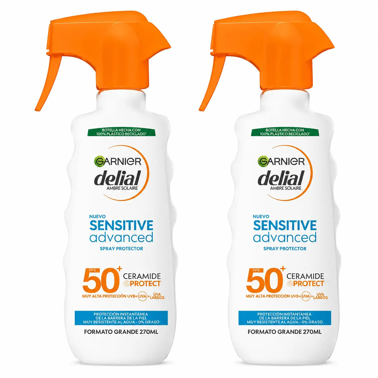 Garnier Delial Spray Protector Sensitive Advanced Ip50+ Para Pieles Claras, Sensibles E Intolerantes Al Sol, 270Ml , pack 2