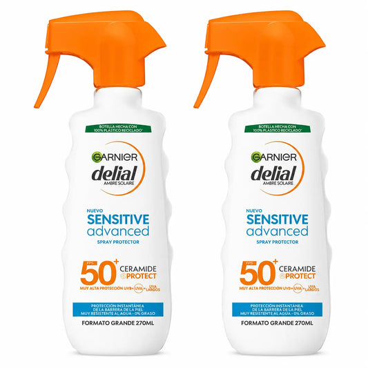 Garnier Delial Spray Protector Sensitive Advanced Ip50+ Para Pieles Claras, Sensibles E Intolerantes Al Sol, 270Ml , pack 2