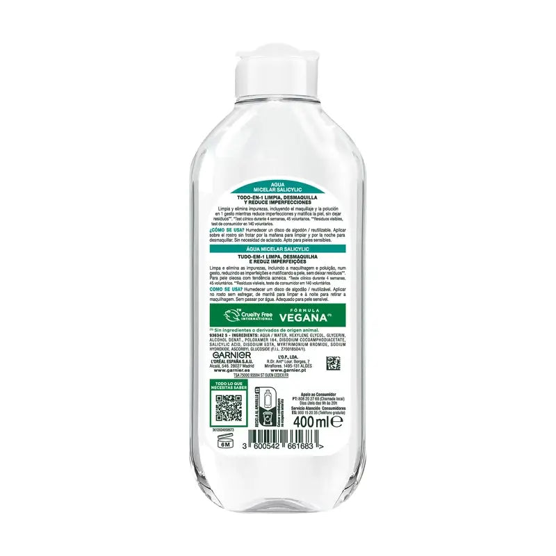 Garnier Face Cleansing Products Agua Micelar Salicylic Anti-Imperfecciones , 400 ml