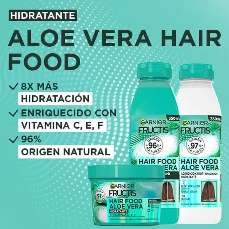 GarnierFructis Hair Food Aloe Vera Mascarilla 3 En 1 Hidratante 400 Ml Para Cabello Deshidratado