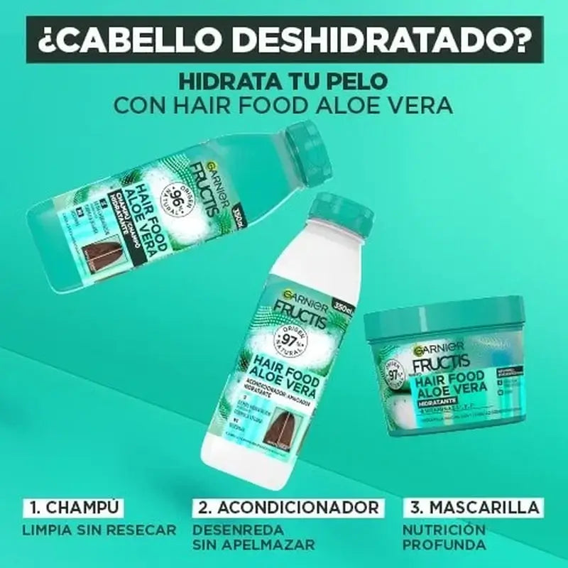 GarnierFructis Hair Food Aloe Vera Mascarilla 3 En 1 Hidratante 400 Ml Para Cabello Deshidratado