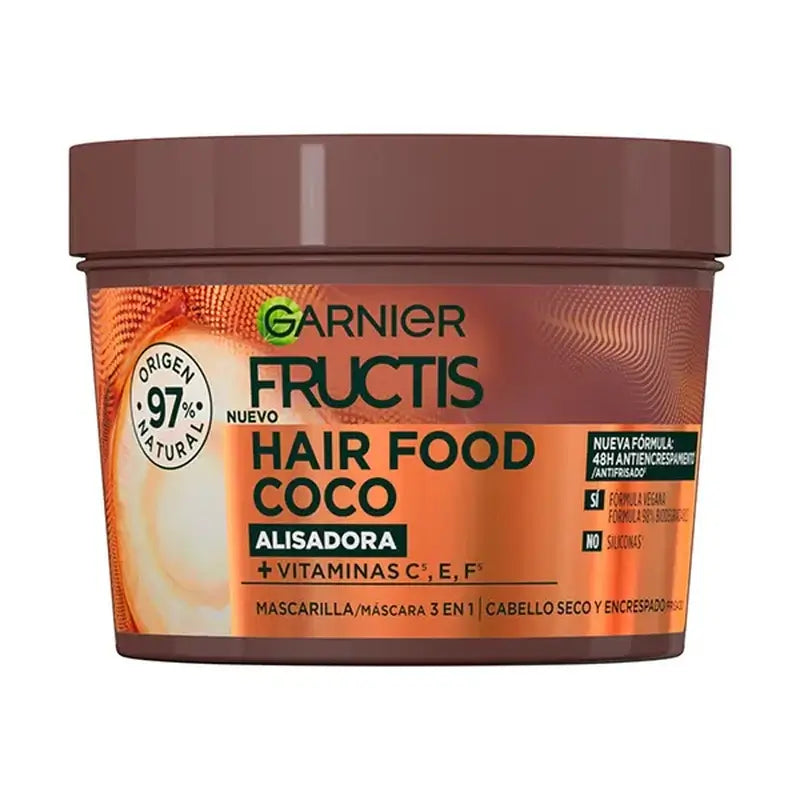 GarnierFructis Hair Food Coco Mascarilla 3 En 1 Alisadora 400 Ml Para Cabello Seco Y Encrespado