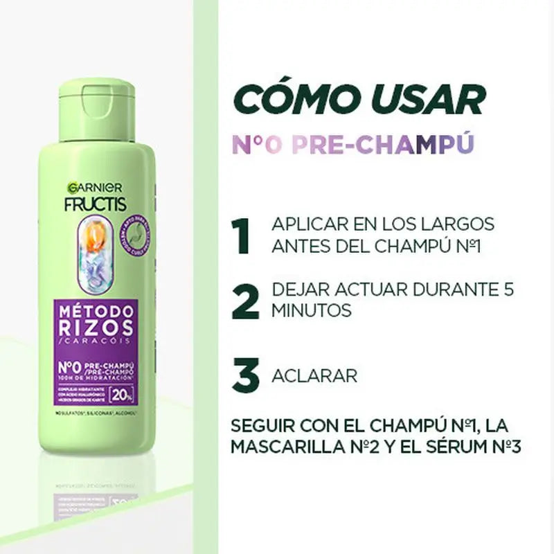 Garnier Fructis Método Rizos Pre-Champú Nº0 Para Rizos Hidratados Durante 100H 200Ml