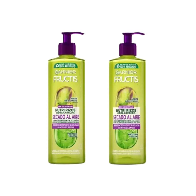 Garnier Fructis Nutri Rizos Secado Al Aire Crema Sin Aclarado Pelo Rizado U Ondulado, 2X400 Ml