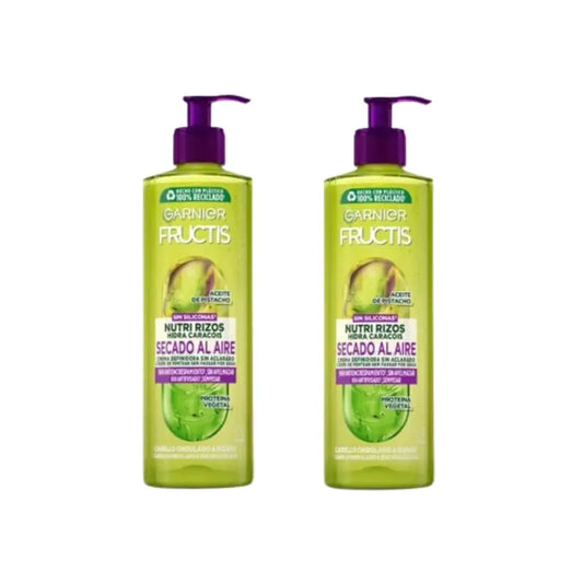 Garnier Fructis Nutri Rizos Secado Al Aire Crema Sin Aclarado Pelo Rizado U Ondulado, 2X400 Ml