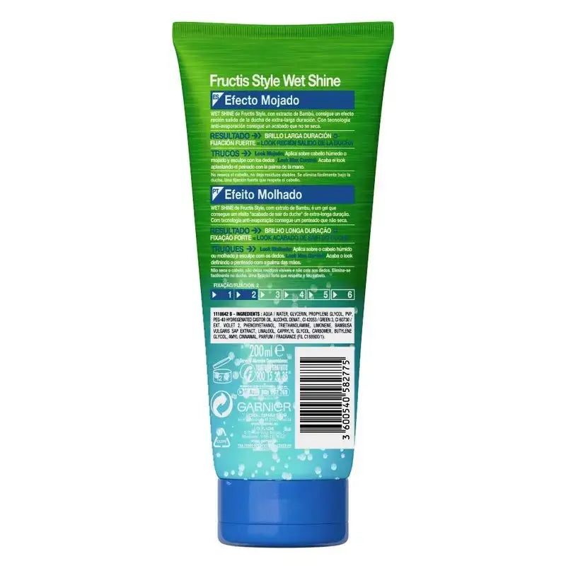 Garnier Fructis Style Gel Wet Shine Efecto Mojado, Pack 3 x 250 Ml