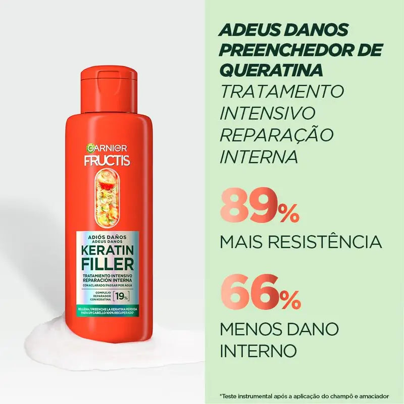 Garnier Fructis Tratamiento Intensivo Keratin Filler Adiós Daños Con Aceite De Marula Para Cabello Dañado 200Ml
