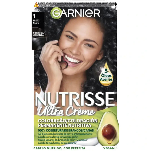Garnier Nutrisse Coloración Nutritiva Permanente Tono 1 Negro , 160 ml
