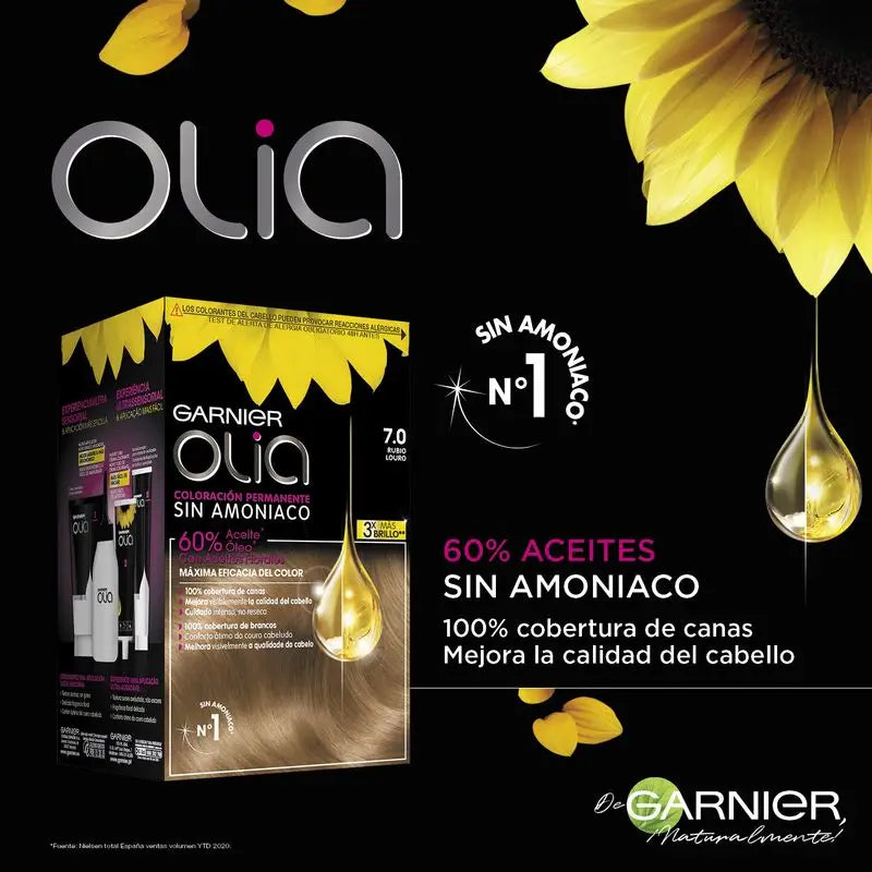 Garnier Olia Coloración Permanente Sin Amoniaco Para Un Olor Agradable Con Aceites Florales De Origen Natural - Rubio 7.0