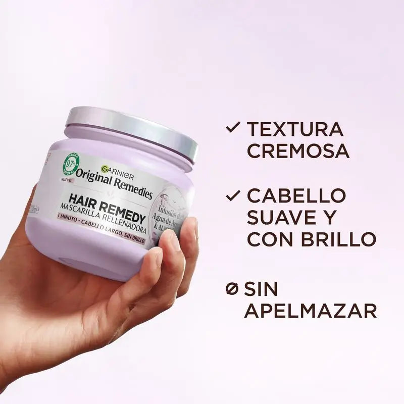 Garnier Original Remedies Mascarilla Rellenadora Con Infusión De Agua De Arroz Cabello Largo, Sin Brillo