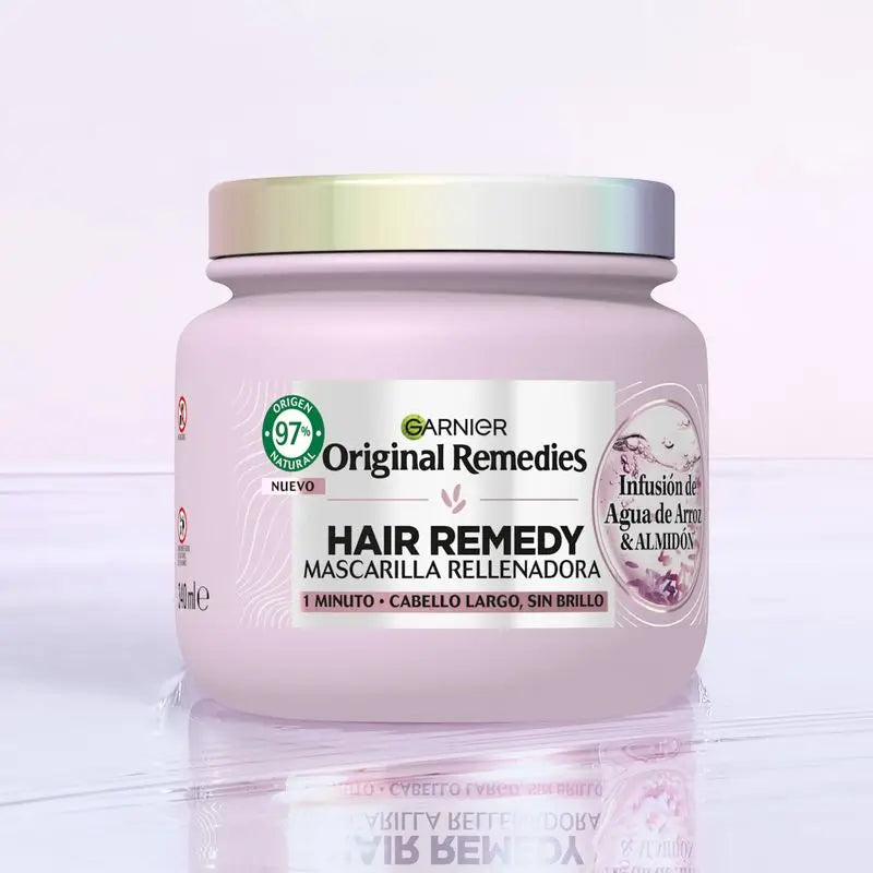 Garnier Original Remedies Mascarilla Rellenadora Con Infusión De Agua De Arroz Cabello Largo, Sin Brillo