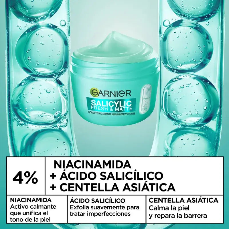 Garnier Pure Active Salicylic Fresh & Matte Sorbete Hidratante Antiimperfecciones, 85 ml