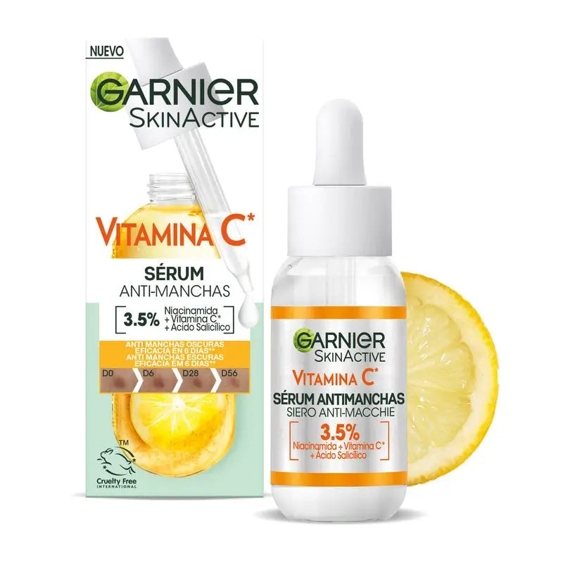 Garnier Sérum Anti Manchas Con Vitamina C, Niacinamida Y Ácido Salicílico. Reduce 43% Manchas Oscuras.