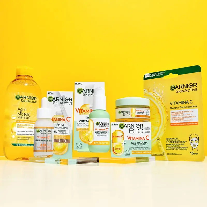 Garnier Tissue Mask Facial Con Vitamina C Y Ácido Hialurónico. Piel Intensamente Hidratada Y Visiblemente Mas Iluminada Y Lisa