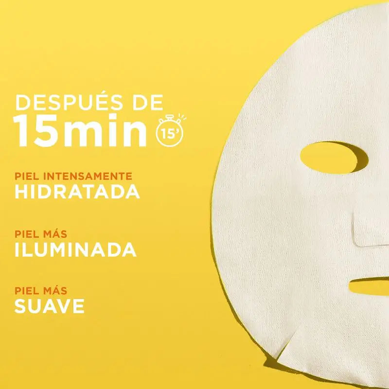 Garnier Tissue Mask Facial Con Vitamina C Y Ácido Hialurónico. Piel Intensamente Hidratada Y Visiblemente Mas Iluminada Y Lisa