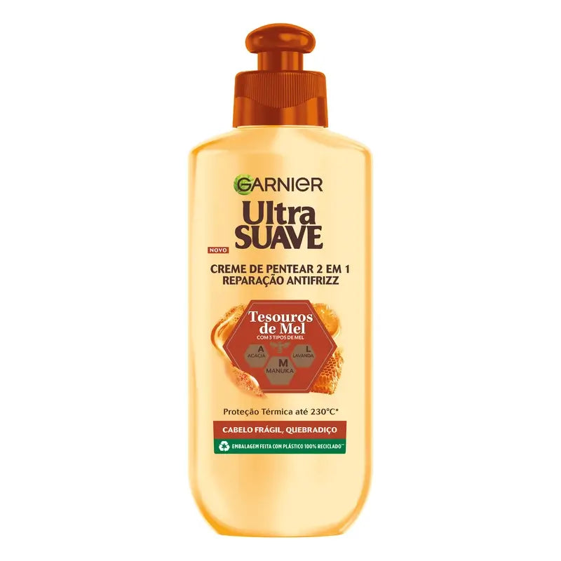 Garnier Ultra Doux Crema De Peinar 2 En 1 Reparación Anti-Frizz, 200 ml