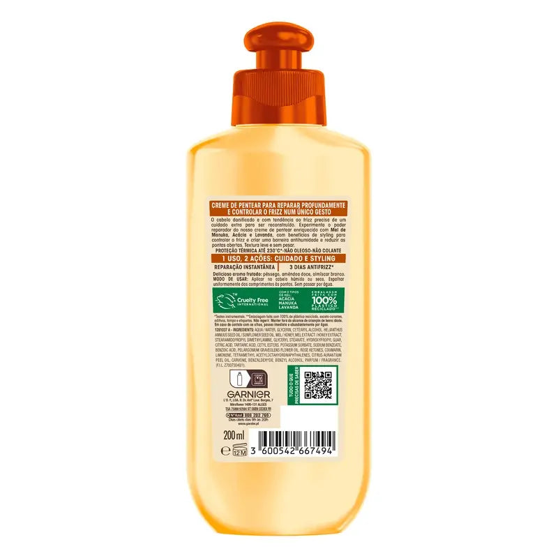 Garnier Ultra Doux Crema De Peinar 2 En 1 Reparación Anti-Frizz, 200 ml