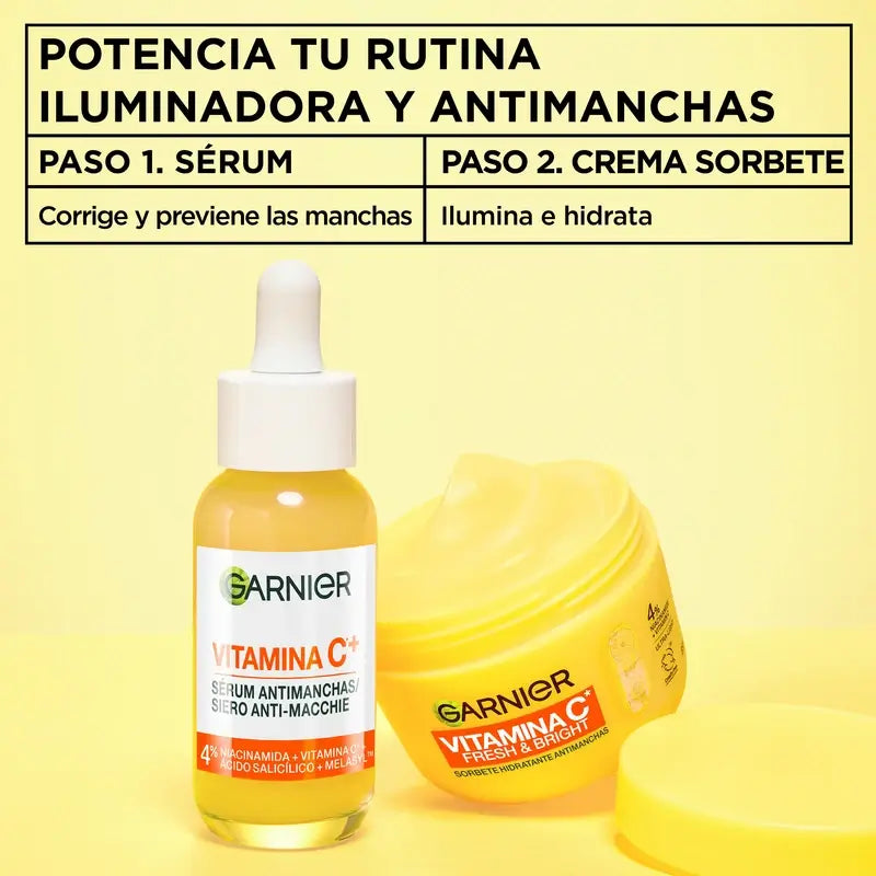 Garnier Vitamin C Fresh & Bright Sorbete Hidratante Antimanchas Crema, 85 ml