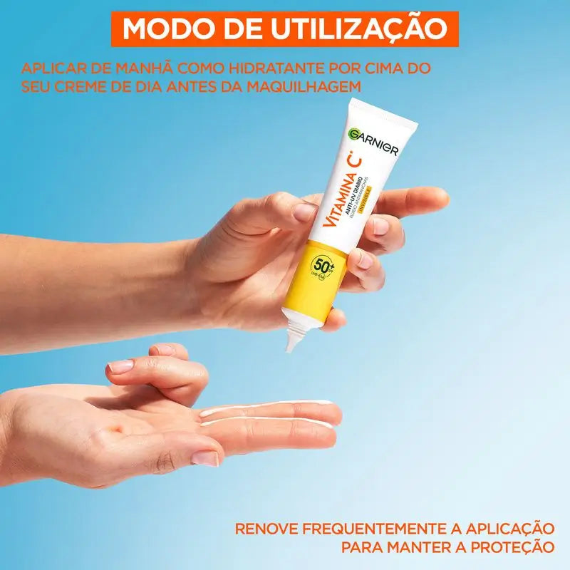 Garnier Vitamina C Fluido Antimanchas Anti-Uv Diario Invisible Fps50+, 40 Ml