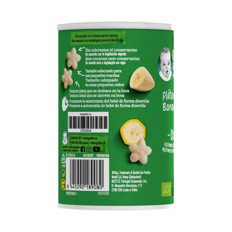 Gerber Snacks Orgánico De Cereales Con Plátano , 35g