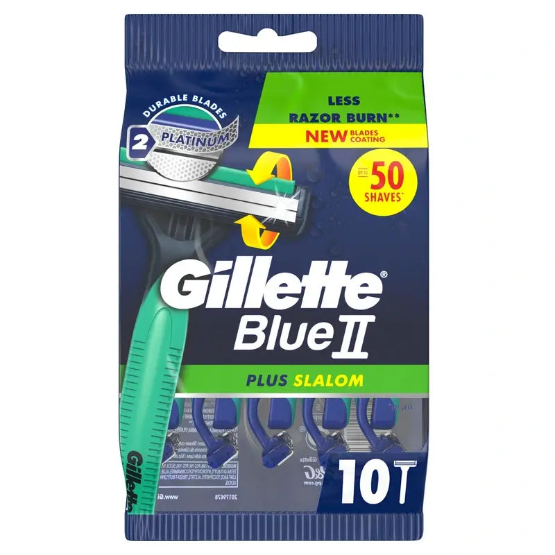 Gillette Blue Ii Plus Slalom Maquinillas Desechables, 10 unidades