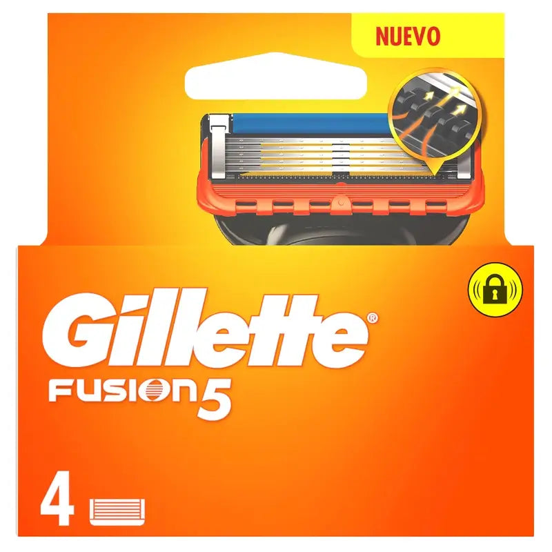 Gillette Fusion5 Proglide 4 Recambios Maquinilla De Afeitar Banda De Gel Lubricante , 4 unidades