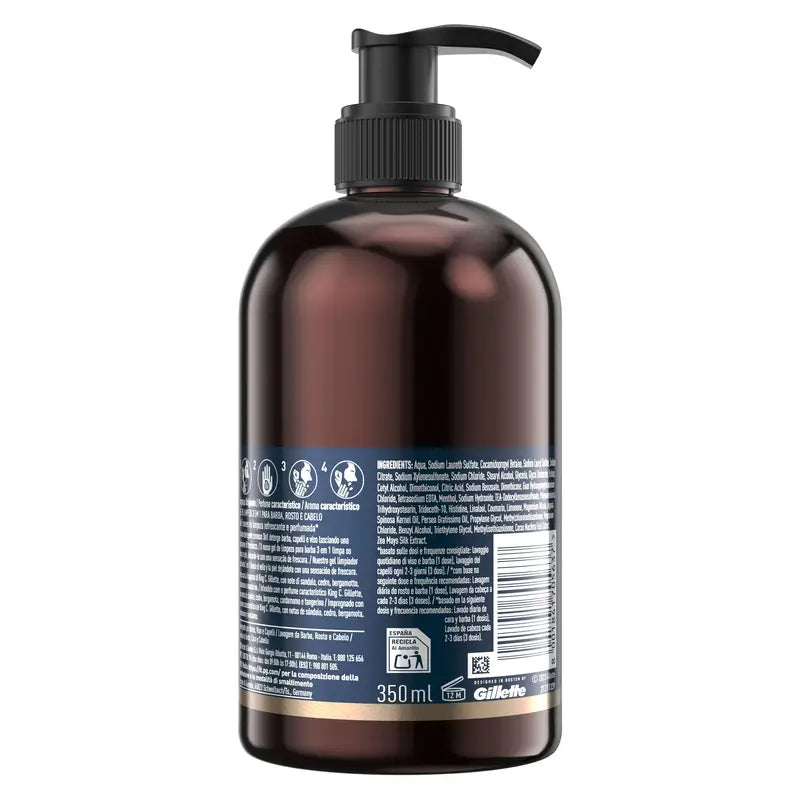 Gillette King C. Gel Para Barba Y Rostro , 350 ml