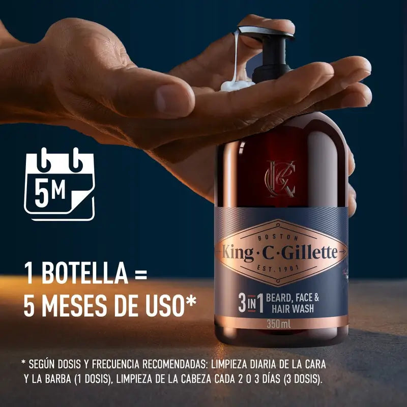 Gillette King C. Gel Para Barba Y Rostro , 350 ml